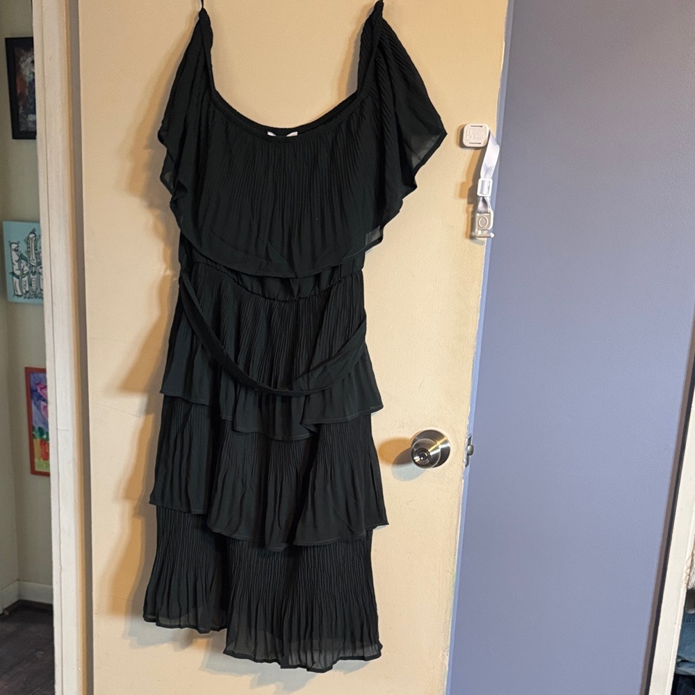 City Chic Dark Green Asymmetrical Layered Dress